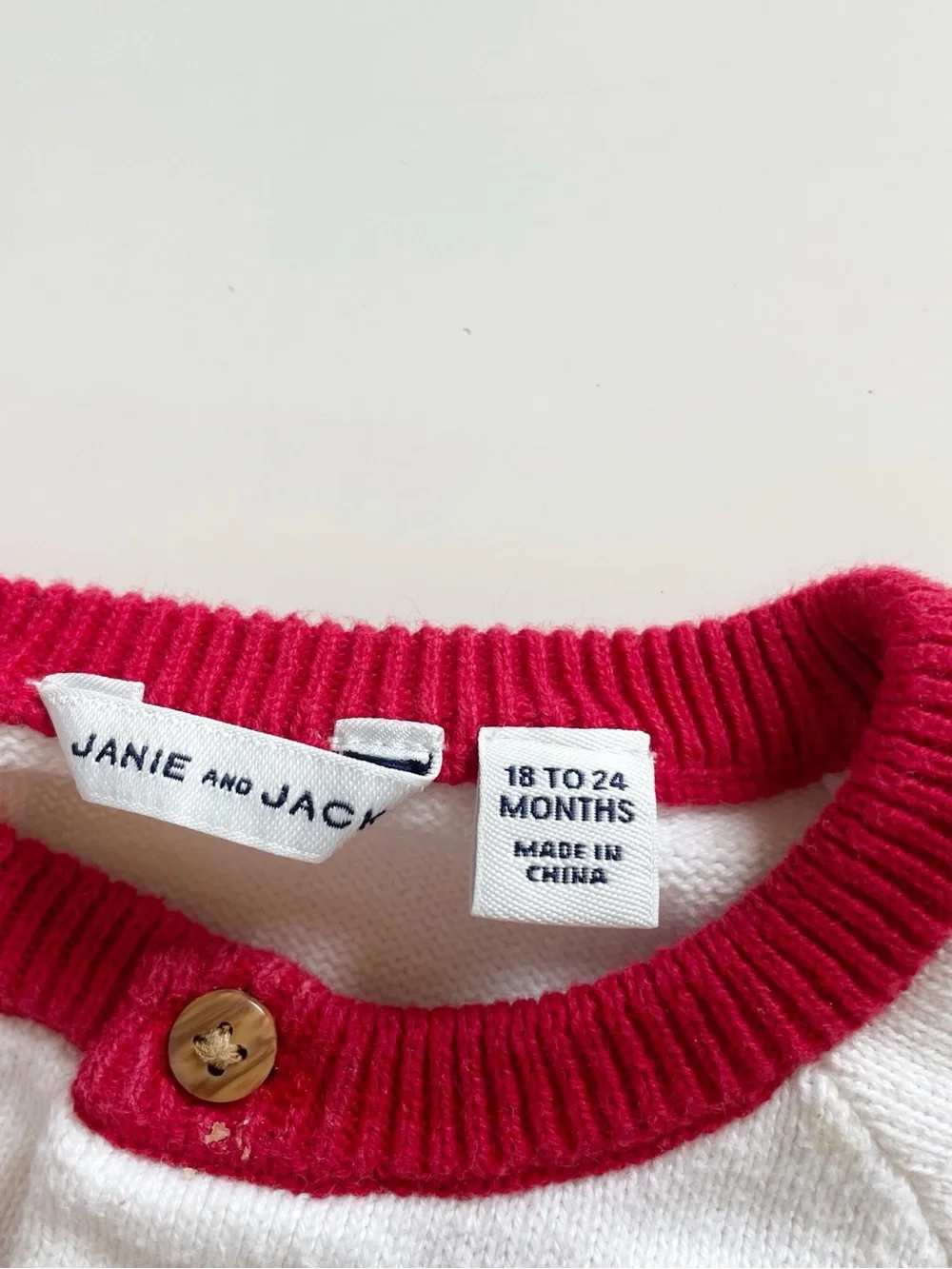 Janie and Jack Fair Isle Red & White Winter Sweater Cardigan & Knit Pants Set